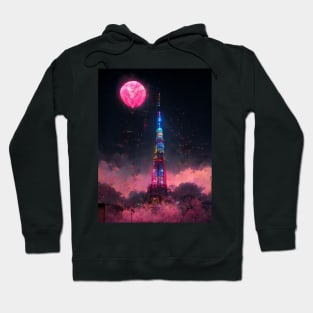 Cyber Punk Moon in Tokyo Hoodie